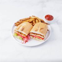Grilled Chicken Sandwich · With lettuce, tomato and onion in a Cajun dry rub, chipotle mayo, BBQ sauce or regular mayo ...