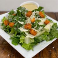 Ceasers Salad · Romain, crouton, shaved Parmesan in Ceaser dressing.