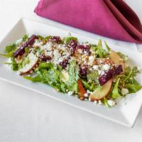 Roasted Beet - Apple Salad · Arugula, goat cheese, pistachio, white balsamic vinaigrette.