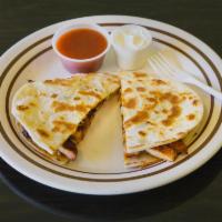 24. Jack Cheese Quesadilla · Made with 2 fresh flour tortillas stuck together with melted cheese. Vegetarian.