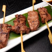 Beef Satay (4) · Lemongrass beef on a stick