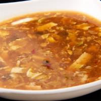 Hot and Sour Soup · Delicious combination of spices in a creamy soup.