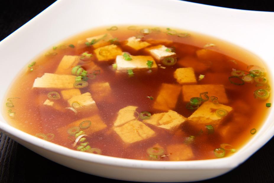 Miso Soup · Soybean paste broth with tofu.