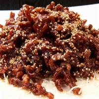 Large Shredded Crispy Beef · Shredded slices of beef coated with sweet and spicy sauce.