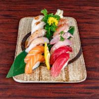Sushi Combo A · 2 pieces tuna, 2 pieces salmon, 2 pieces red snapper, 1 pieces crab, 1 pieces eel, 1 Califor...