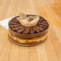 Boston Cream Ring · American (yellow) cake in a ring shape filled with bavarian fluff topped with chocolate fudge.