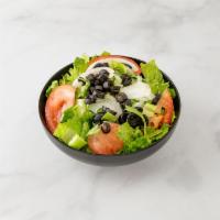 House Salad · FRESH ROMAINE LETTUCE, TOMATOES, CUCUMBER, OLIVES, ONIONS, TOPPED WITH HOME MADE ITALIAN DRE...