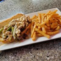 Firebarn Philly Sandwich · Your choice of chicken or beef loaded with mushroom, green pepper, sauteed onion, mixed with...
