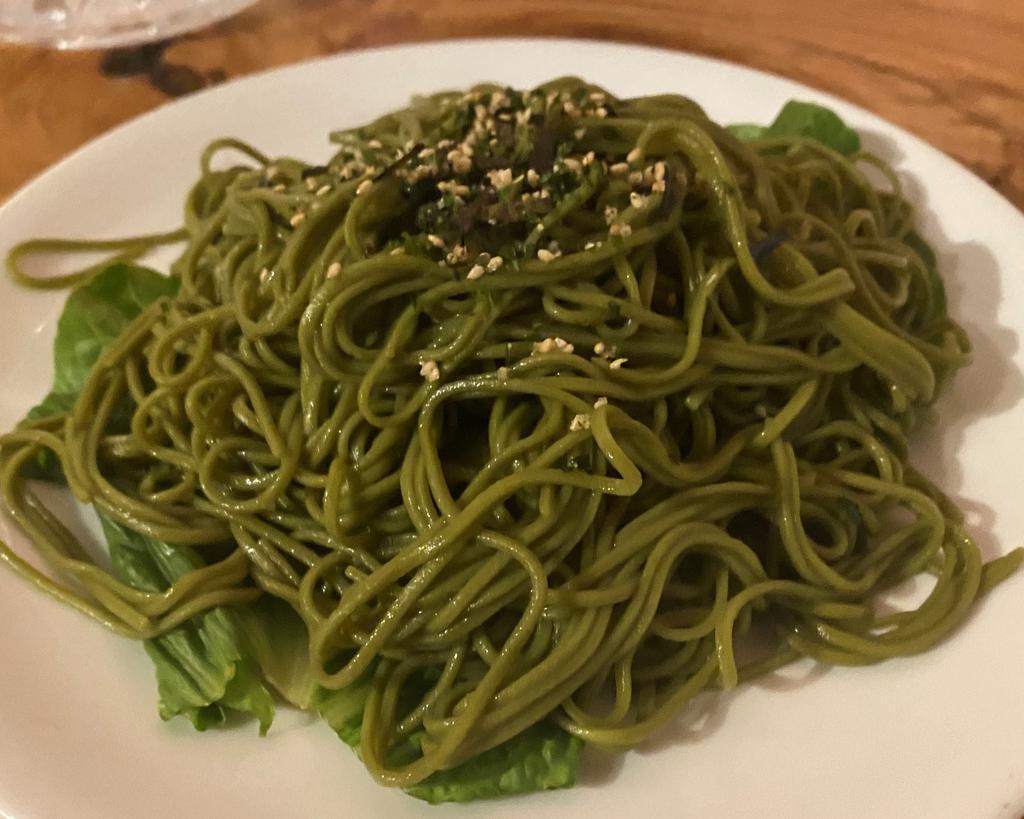 Green Tea Noodle · Served Cold, Lime Sesame Peanut Sauce, Nori