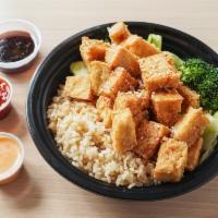 Tofu  · Perfectly crispy fried tofu with teriyaki sauce. A fan favorite!