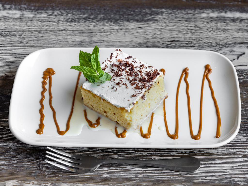 Tres Leches · Cake soaked in 3 kinds of milk.