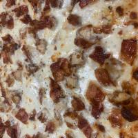 16” Chicken Bacon Ranch  · Ranch dressing layered over our freshly made dough, topped with mozzarella, breaded chicken ...