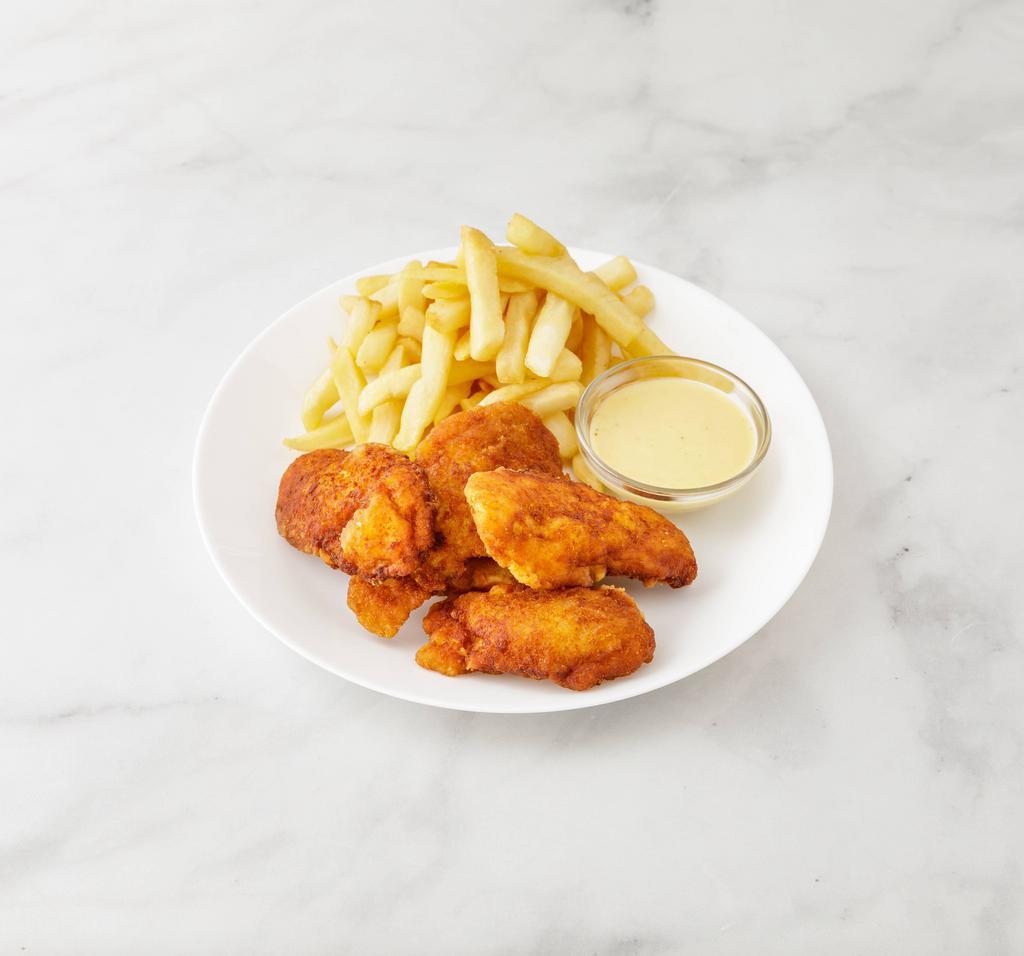2122. Chicken Fingers · 5 pieces. Served with french fries.