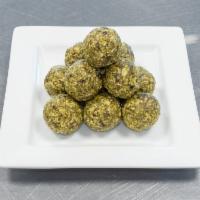 Holy Matcha Ball · Matcha green tea, pea protein, cashews, coconut, agave, and cranberries. Vegan, paleo, keto ...