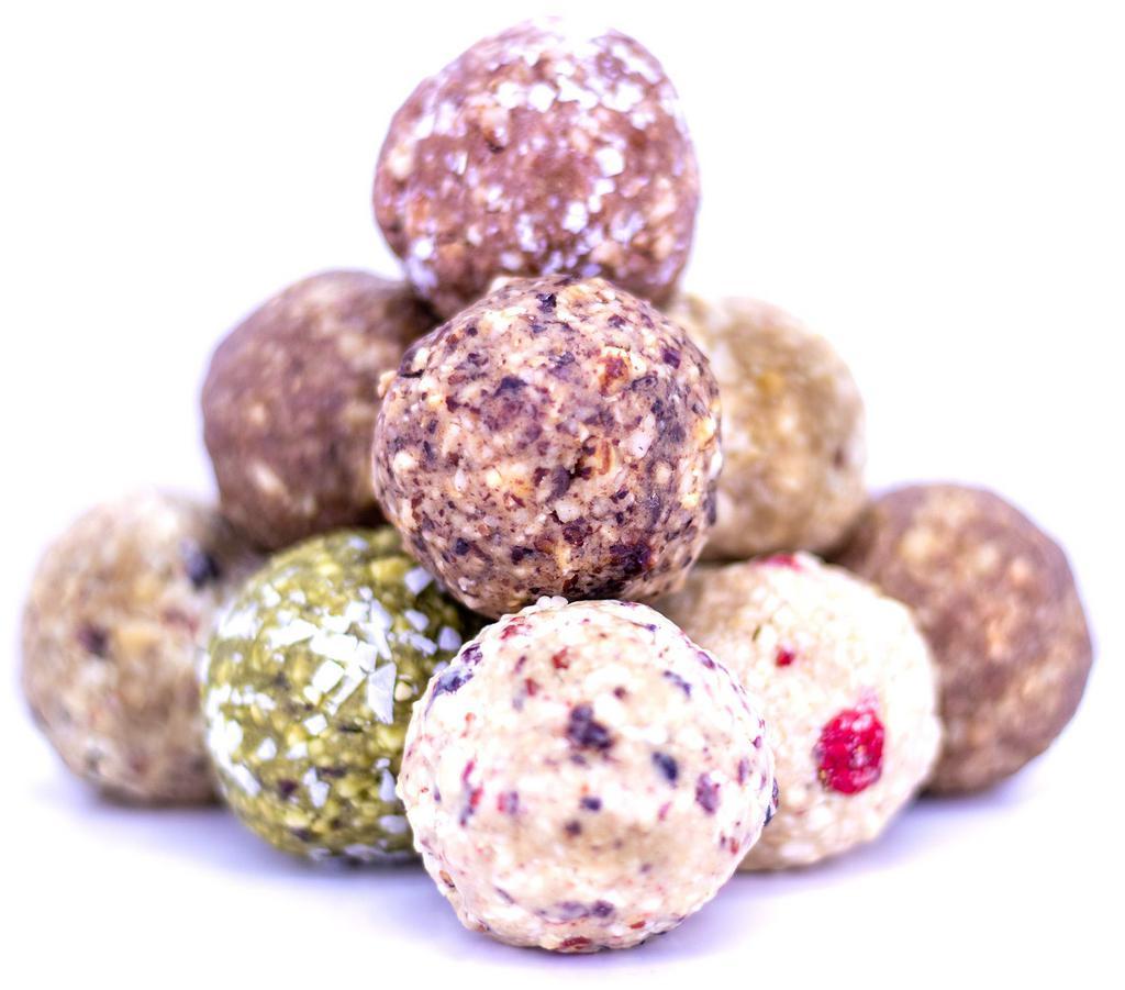 Ball'n Mix Plant Protein Edition Ball · Plant protein used the following delicious balls. The 12 balls are a mixture of the following 4: berry boujee, holy matcha, apple 3.1415,  strawberry B.A.N.A.N.A.S. Vegan, keto, gluten free & dairy free.