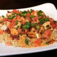 Arizona Entree · Gluten-free. 462 calories. Comes with turkey bacon over brown rice with tomatoes, chicken, s...