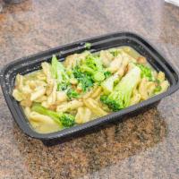 Cavatelli and Broccoli  · Served on garlic and oil.