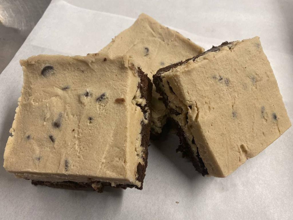 Chocolate Chip Cookie Dough Brownie · Gluten Free & Vegan. A layer of our famous Chocolate Chip Cookie dough laid thick on a Chocolate Brownie. Our most popular item!