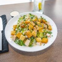 Classic Caesar Salad · Hearts of romaine, Parmesan cheese, house-made croutons, tossed in our Caesar dressing. Add ...