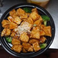 149. Sesame Bean Curd · Served with rice. Spicy.