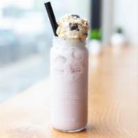 Pink Panda · Lactose-free milk, handcrafted strawberry, cookies and cream ice cream.
