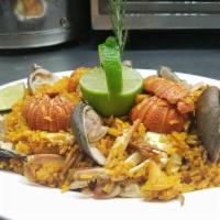 158. Paella · Seafood mix rice. for 1 person