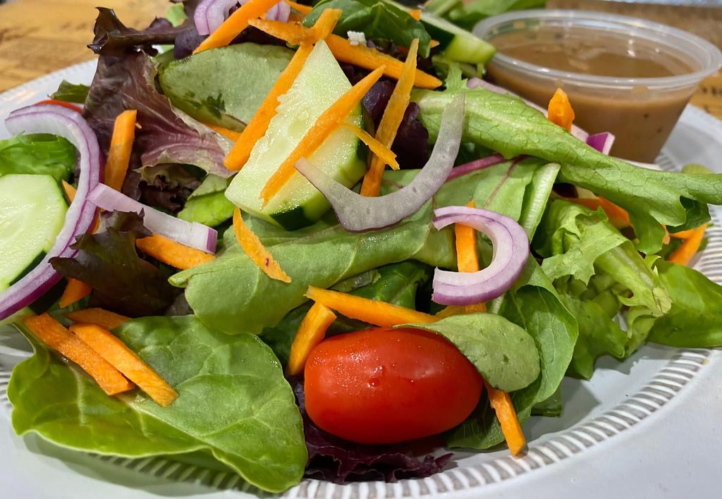 GOURMET CITY GARDEN SALAD   · fresh mesclun, grape tomatoes, cucumbers, carrots and red onions with balsamic vinaigrette.