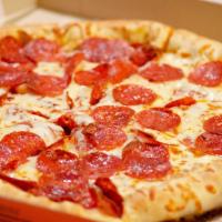 Pepperoni or Sausage Pizza · Large. thin pizza crust, tomato sauce & mozzarella cheese w/pepperoni OR sausage