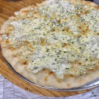 Al Formaggio White Pizza  · Large.   Pizza dough (high gluten flour, yeast, water, salt and olive oil) mozzarella cheese...