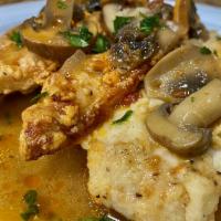 CHICKEN MARSALA · chicken breast, flour, marsala wine, mushrooms, chicken broth, salt & pepper