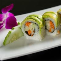 C22. Green Dragon Vegetarian Roll · Carrot, cucumber asparagus topped with avocado.