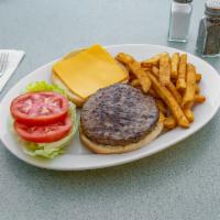 Deluxe Burger  · Served with french fries, lettuce and tomato.