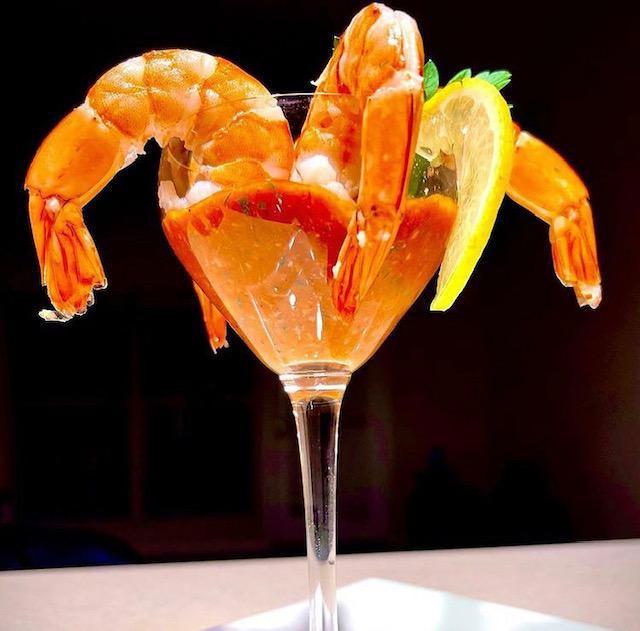 Shrimp Cocktail · Ash House Cocktail Sauce, Ohio Farmed Salt Water Shrimp, Lemon Wheel 