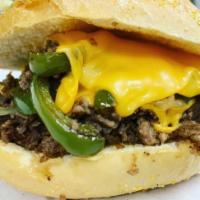 Philly Cheese Steak · Sliced steak with onion, pepper, and the cheese of your choice.