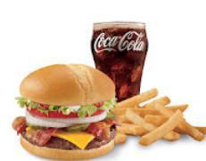 1/4 lb. Bacon Cheese GrillBurger Combo · One 1/4 lb. (pre-cooked weight) 100% beef burger topped with melted cheese, thick-cut applew...