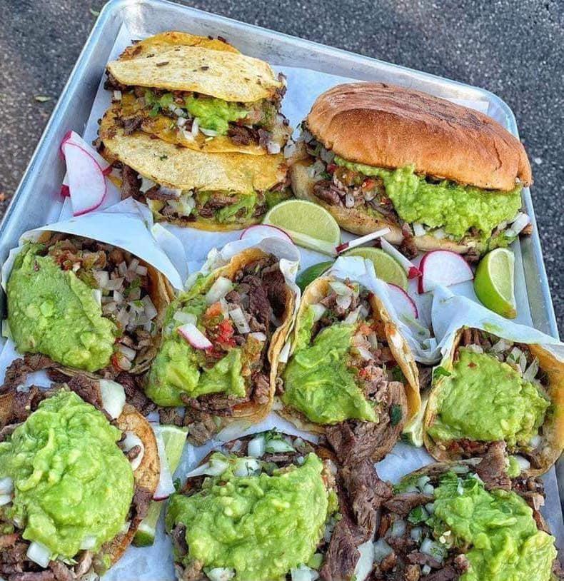 Charola Feliz · Happy platter. Include one torta  7 tacos  2 embalms 4 dillas your choice of meat lamb ,shredded beef , beef fajitas ,chicken, pastor if you select lamb or shredded beef include 4 consommés onions cilantro ad radish on the side guacamole on everything 