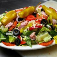 Antipasto Salad · Lettuce, tomatoes, black olives, ham, salami, pepperoni and mozzarella cheese.
