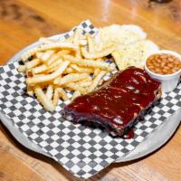 Full Rack of BBQ Ribs · Ribs that have been broiled, roasted or grilled.