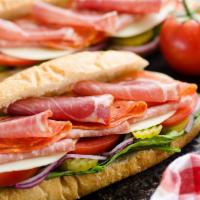 Italian Special Cold Sandwich · Ham, salami, pepperoni, lettuce, tomatoes, onions, mayo, and Italian dressing.