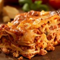Lasagna · Layered dish with wide flat pasta.
