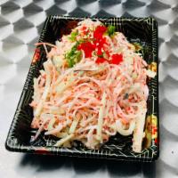 Homemade Kani Salad · Crab meat, cucumber, masago w/ mayo 