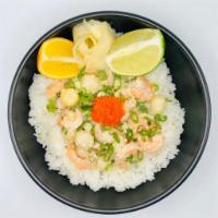 Bold & Braw · Shrimp, scallops, cucumber, masago, scallions, ginger dressing, wasabi mayo, sesame seeds le...