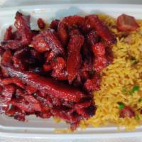 C#4. Boneless Spare Ribs 无骨排（套） · Served with pork egg roll and your choice of rice.