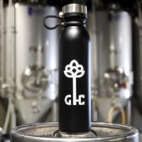 Insulated Canteen · 25-oz matte black h2go Concord insulated stainless steel bottle with Good City logo and key