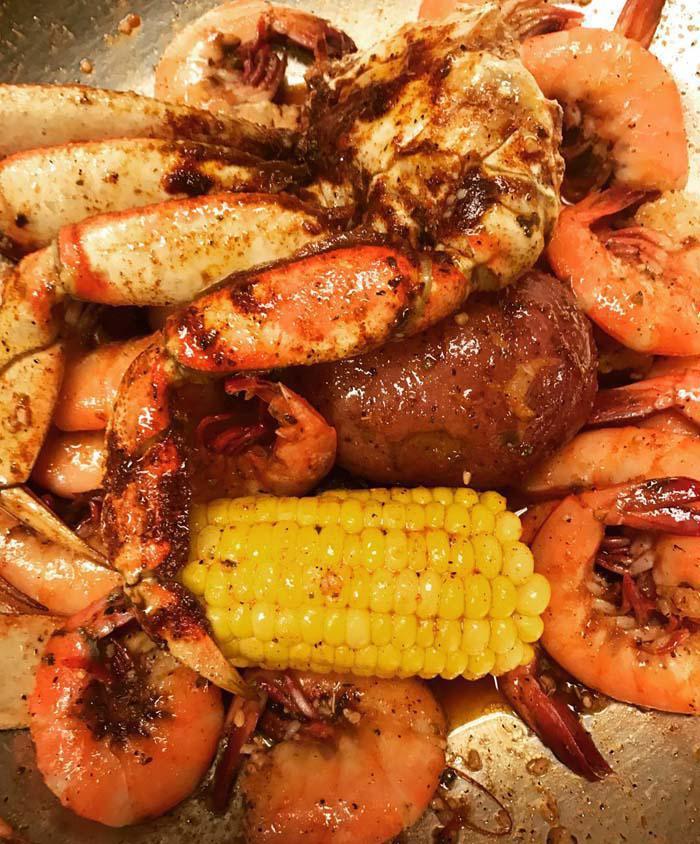 Small Seafood Boil · Choose 2 proteins, 1/2 lb. size, seasoning & spice level. Extra protein & some fixings available for an additional charge.