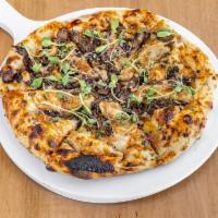 The Bianca Pizza · Garlic aioli, sauteed mushrooms, fresh mozzarella cashew based, Parmesan seasoning (contains...