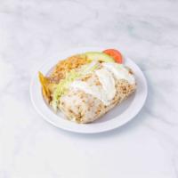 Pollo Burrito · Chicken. Served with rice, beans, lettuce, onions, cilantro and sour cream.