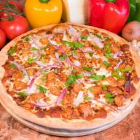BBQ Chicken Pizza · BBQ sauce, chicken breast, mozzarella, red onion and cilantro. 