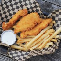 Chicken Strips and Fries · Served with a choice of dipping sauce.