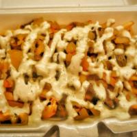 Gyro Fries · Our Original Gyro Fries. Comes w/ lamb meat, sauteed onion, sauteed banana peppers, fresh to...